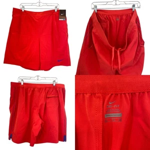 Nike Dri-FIT Mens Tennis Shorts NEW XXL Red Blue Training Gym 658060-647 STAIN - Picture 1 of 15