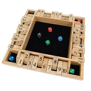 Pacific Shore Games Juego de dados para 4 jugadores cerrar la caja, madera maciza natural, grande - Imagen 1 de 7