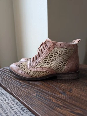 Botín Bronx Go Getter EU 37 US 7 Cuero Marrón Punta de Ala Crochet Encaje Foto 1 de 4