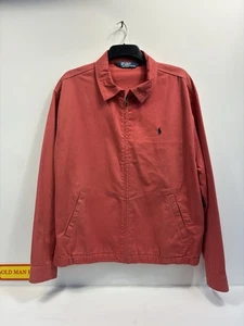 Polo Ralph Lauren Red Harrington Giacca Uomo Taglia XL Cotone Logo Ricamato - Foto 1 di 11