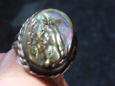 ojo ver Tara ángel o monje orante espada arco iris concha anillo plata anillos talla 7 Foto 1 de 4