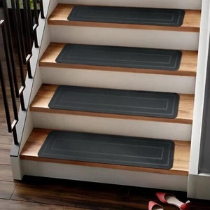 Stair Treads for Wooden Steps, 4 Pack 8"x30" Non-Slip Carpet Stair Treads, Se... - Picture 1 of 7