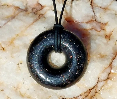 Black Sun Orgonite® Donut Pendant - Chakra Healing Necklace - EMF 5G Protection - Image 1 of 3
