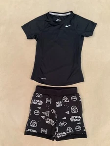 Nike girls small active tee star wars 6 shorts lot black outfit - Picture 1 of 6