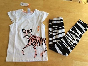 NWT Gymboree Animal Party Tiger Tee Shirt zebra Leggings set 7 Girls - Picture 1 of 4