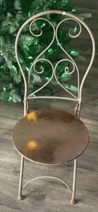 Silla de bistró de jardín plegable vintage para niños soporte para plantas meta oxidadas - Imagen 1 de 6
