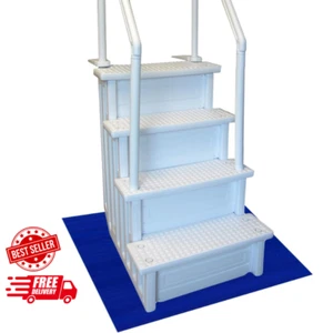 Stay-Put Swimming Pool Ladder Mat - Non-Slip, Wide Ribbed, Protective Pad, 36 In - Picture 1 of 10