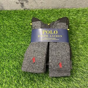 Polo Ralph Lauren Classic Sport Long Socks Mens 10-13 Gray Red Work 6 Pack NEW