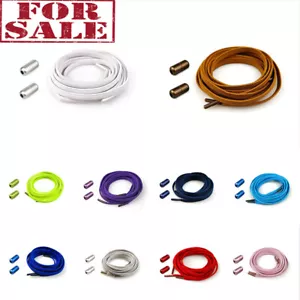 2/3Pairs Elastic Locking Shoelaces No Tie Round Kids Adult Quick Lazy Strings - Picture 1 of 26