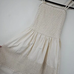 COTTON SUMMER SUNDRESS Womens M Knee Length Crocheted Boho Beachy Western Lace - Picture 1 of 14