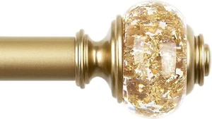 7/8" Curtain Rod 32-58" Telescoping Drapery Rod with Gold Translucent Finials - Picture 1 of 5