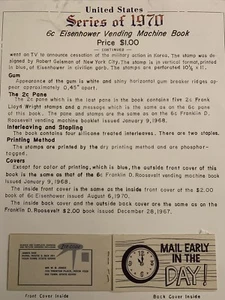 1970 6c Eisenhower Vending Machine Book United States  Postage Stamp - Picture 1 of 1