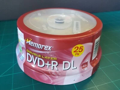 Memorex Double Layer DVD+R DL 25 Pack 8.5GB 240Min 2.4x | NEW SEALED - Image 1 of 4