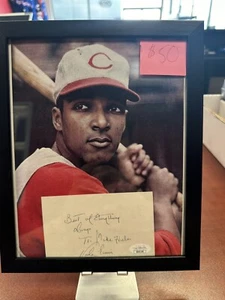 VADA PINSON CINCINNATI REDS SIGNED 3X5 INDEX CARD JSA AUTHENTIC - Picture 1 of 2