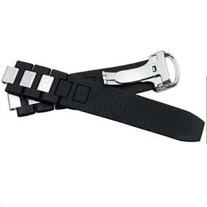20mm*10mm Black Rubber Wrist Watch Band Strap For Cartier 21 Chronoscaph - Picture 1 of 4