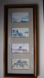 KEN LOCHHEAD PRINT - FOUR CASTLES - FRAMED WITH GREY IVORY MOUNT - 33 x 15 cms - Picture 1 of 5