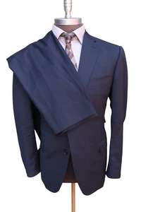 Canali 1934 Recent Solid Blue Wool Two Button Suit Front Flat Hemmed SZ 46R - Picture 1 of 11