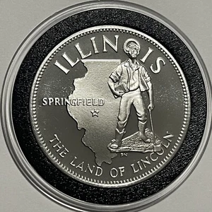 Rare Vintage Illinois State Proof Collectible Coin Sterling Silver .925 Round - Picture 1 of 15