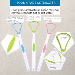 3 Tongue Scraper Cleaner Adults Oral Hygiene Scrapers Bad Breath Dental Cleaner - Picture 1 of 10