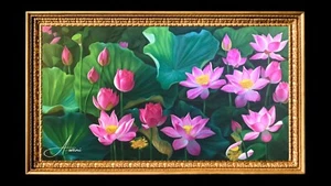 Serene Lotus oil paintings original- Symbol Of Harmony & Purity - Picture 1 of 2