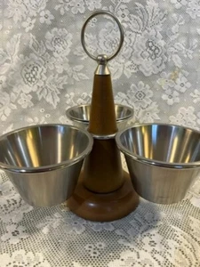 Vintage Mid Century Holz Lazy Susan Gewürzset Chip & Dip MCM Spins - Bild 1 von 5