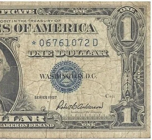 Series 1957 STAR NOTE ONE DOLLAR SILVER CERTIFICATE 2 Of A Kind 3 Times - Picture 1 of 7