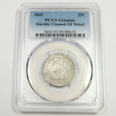 1843 P PCGS XF Detail - Silver Seated Quarter 25C US Coin #50127A - Image 1 of 2