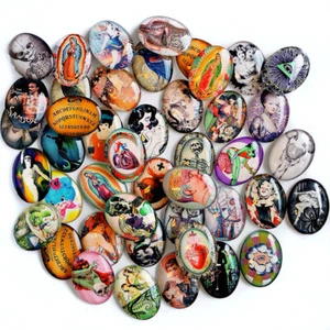GRAB BAG Konvolut Glas Kamee Cabochon Schmuck Bastelbedarf verschiedene Größen - Bild 1 von 8