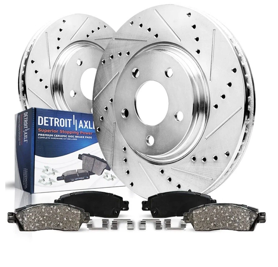 2022 Nissan Sentra SV Front Drilled Slotted Rotors and Ceramic Brake Pads Kit - Image 1 of 1