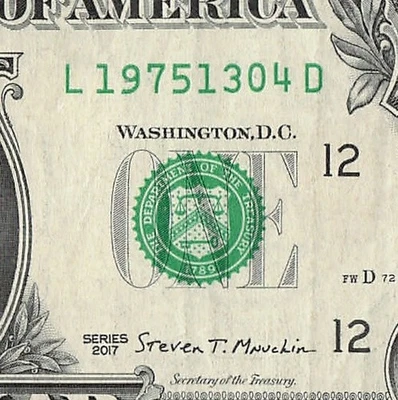 APRIL 13 1975 Birthday Fancy Serial Number Date Note One Dollar Bill 04 13 1975 - Image 1 of 4