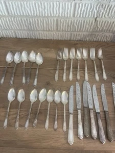 WM Rogers Cotillion 1937 versilbertes 24-teiliges Besteck Utensilienset - Bild 1 von 10