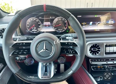 2025 G63 PARA 2019~2024 JUEGO DE ADAPTACIÓN OEM AMG MERCEDES VOLANTE FIBRA DE CARBONO Foto 1 de 4