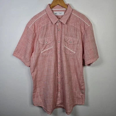 Camisa BKE Para Hombres 2XL Roja Blanca Western Perla A Presión Manga Corta Calce Atlético Foto 1 de 4