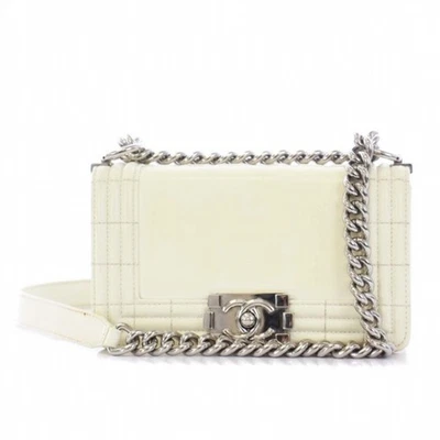 Chanel Boy Bolso de Hombro Cadena Cuero Blanco 17ª Unidad KH Longitud del Mango:-cm Usado Foto 1 de 4