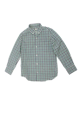 Crewcuts Boys Cotton Collar Check Print Long Sleeve Button Up Top Green Size 10 - Image 1 of 4