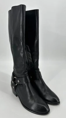 Frye Carson Knee High Boots Womens 8.5M Black Leather Harness Riding Western Y2K - Image 1 of 4