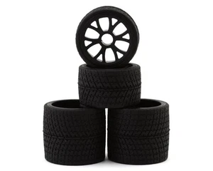 eXcelerate R12 1/12 Juego de neumáticos premontados de goma delanteros y traseros para coche (negro) - Imagen 1 de 5