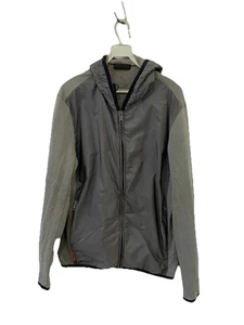 Prada Men’s XL Technical Hooded Jacket Gray Nylon Cotton Blend Zip Up Italy #52 - Picture 1 of 16