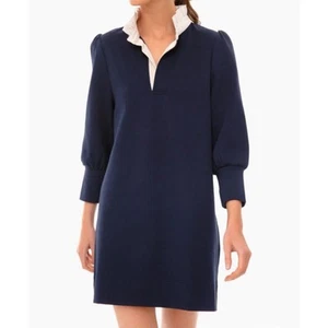 Abito Pomander Place Tuckernuck Charlotte Terry blu navy medio colletto preppy - Foto 1 di 17