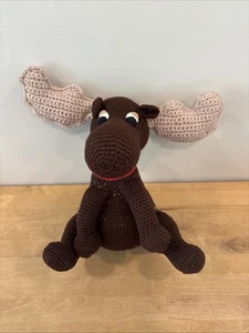 Moose with Antlers - Handmade Crochet 12” Stuffed Animal Crocheted - Picture 1 of 7