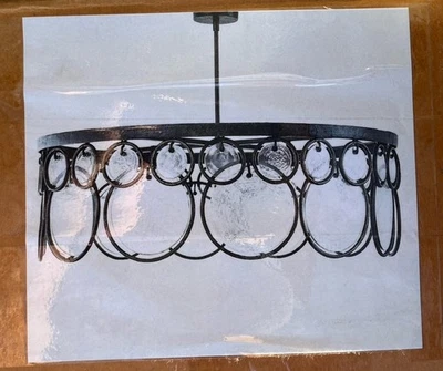 Pottery Barn Indoor/Outdoor Easton Recycled Glass Chandelier - 40x27" - NEW - Image 1 of 4