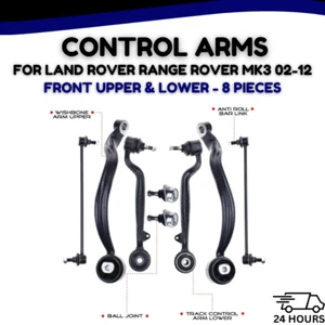 FRONT UPPER LOWER SUSPENSION CONTROL ARMS BALL JOINTS KIT FOR RANGE ROVER L322 - Picture 1 of 5