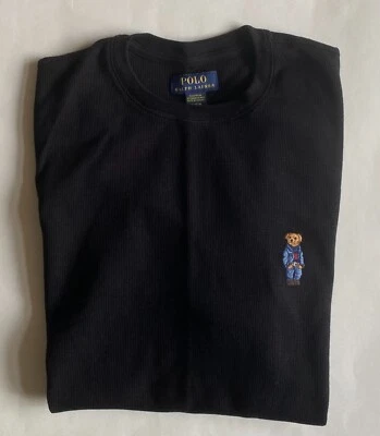 NUEVO CON ETIQUETAS Para Hombres Polo Ralph Lauren Denim Oso Térmico Tejido Waffle Camisa Manga Larga Foto 1 de 2