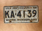 1958 Michigan License Plate # KA-4139