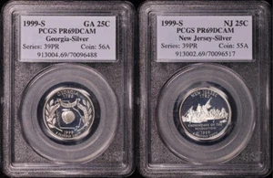 1999-S Georgia & New Jersey Silver State Quarter 2 Coin Set PCGS PR-69 DCAM - Picture 1 of 2