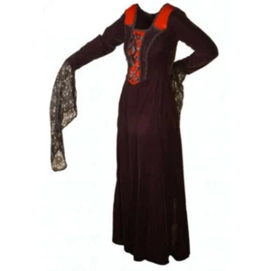 Samtkleid schwarz-rot mit Rosen- und Netzapplikation - Picture 1 of 1