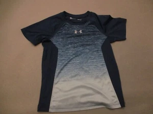 Under Armour HEAT GEAR Size 6 Boys Blue Crew Neck Short Sleeve Athletic Top 164 - Picture 1 of 6