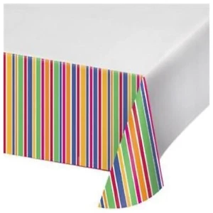 Creative Converting Party Stripes Dots Bright Colors Decoration Table Cover, NIP - Picture 1 of 4