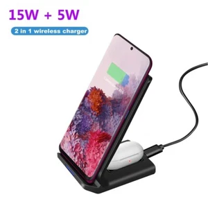 2 In 1 25W Fast Wireless Charger Station For Apple Air Pods iPhone 13 Pro 12 - Picture 1 of 9