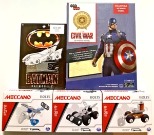 BUILDING KITS ~ Mixed Lot Of 5 ~ BATMOBILE-CAPTAIN AMERICA-MECCANO BOLTS ~ New - Picture 1 of 7